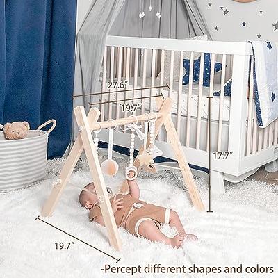 Wooden Baby Play Gym, WOOD CITY Foldable Baby Gym with 6 Hanging Sensory  Toys for Infants Activity, Newborn Gifts for Baby Girl and Boy (Natural  Wood)