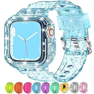 Clear Band + Case for Apple Watch Series 9 8 7 6 SE 5 49mm 45mm 44mm 42mm  41mm Transparent for iwatch 3 38mm 40mm Plastic Strap