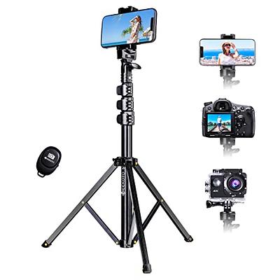 62 Phone Tripod & Selfie Stick, Extendable Cell Phone Tripod Stand with  Wireless Remote and Phone Holder, Compatible with iPhone Android Phone,  Camera (Black)(NO.867) 