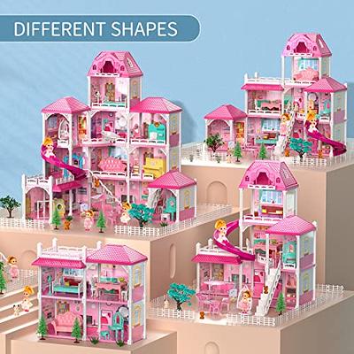 TEMI Doll House with 2 Doll Toy Figures, 4-Story 10 Rooms Dollhouse with  Accessories and Furniture, Toddler Playhouse Gift for Kids Ages 3 Toys for  3
