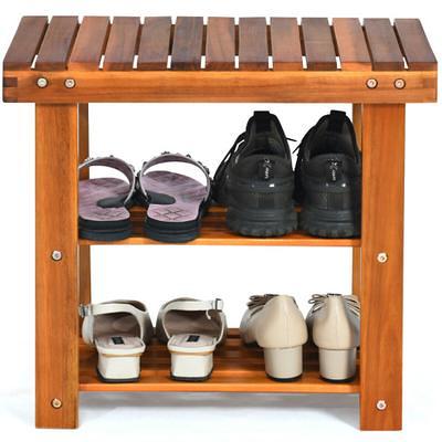 12-Cube 48 Pairs Portable Shoe Shelves with Hook - Costway