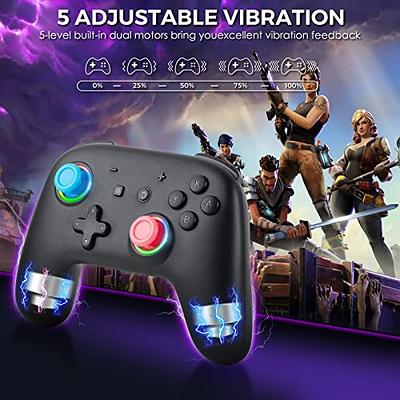 D.Gruoiza Colorful LED Switch Pro Controllers for Switch/Lite/OLED,  Wireless Switch Controller with Adjustable Vibration,Turbo,6-Axis Gyro  (Black LED)
