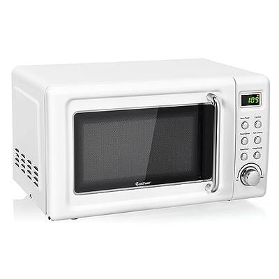 Costway 0.9 Cu.ft Retro Countertop Compact Microwave Oven - White