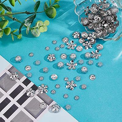 100pcs Silver Tone Stainless Steel Flower Bead Caps for Jewelry Making end  Caps