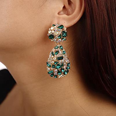 Buy Crystal Rhinestone Chandelier Earrings for Women Brides, Teardrop  Hollow Long Drop Dangle Earrings for Wedding Prom Party Online at  desertcartINDIA