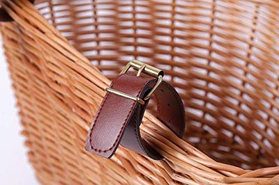 Bike Wicker Baskets Front Handlebar Bicycle Basket With Lid and Leather  Belt Easy to Install Bicycle Accessory Brown 