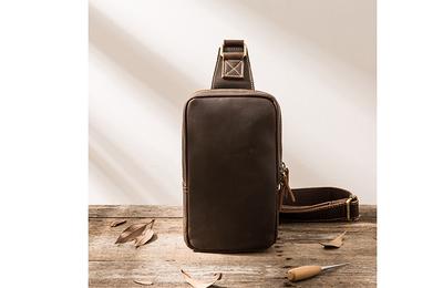Personalized Leather Crossbody Bag, Men's Retro Shoulder Bag Sling