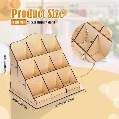 DS The Display Store 3 Tier Rotating Sticker Display Stand for Vendors Brown Wooden Gift Card Display Stand Countertop Retail Display Sticker Holder