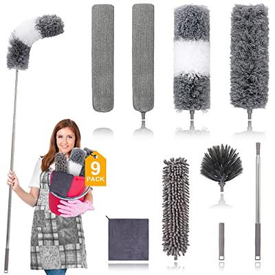 YVYV Microfiber Feather Duster 4PCS - Extendable & Bendable Dusters with  Long Extension Pole, Washable Lightweight Dusters for Cleaning Ceiling Fan