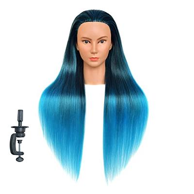 Armmu Mannequin Head with 100% Real Hair, 18 Hairdresser Cosmetology  Mannequin Manikin Training Practice Doll Head with Free Clamp and 9 Tools  for