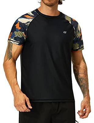 Mens Short Sleeve Swim Shirts Quick Dry Rash Guard UPF 50+ UV Sun  Protection T-Shirt Beach Fishing Water Shirts