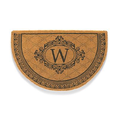 A1hc Natural Coir & Rubber Monogrammed Large Door Mat, Front Entry Doormat, Half Round Black 30 x 60