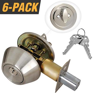 Stainless Steel Entry Door Handle Combo Lock Set with Deadbolt and 12 SC1  Keys Total (3-Pack, Keyed Alike)