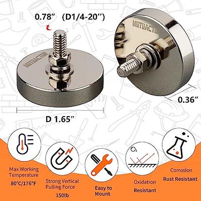 MUTUACTOR 2Pack Super Strong Neodymium Round Magnet Base with 1/4