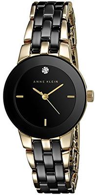 Anne Klein Women's Black Round Ceramic Diamond Watch