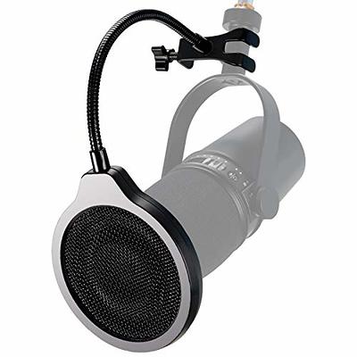 YOTTO Microphone Pop Filter For Blue Yeti and Any Other Microphone,Dual  Layered Wind Pop Screen With 360°Gooseneck & Mic Cover Foam Windscreen for