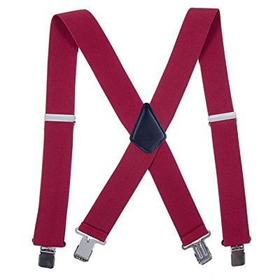 AWAYTR Men Utility Suspenders Adjustable Elastic - Heavy Duty 2 Inch Wide X  Shape Strong Clip Suspender