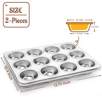 P&P CHEF Muffin Pan Cupcake Pans Set of 2, Stainless Steel Muffin Pans  (6-Cups)