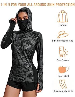 Women's UPF 50+ Camo Hiking Shirts Sun Protection Hoodie with Mask Quick  Dry Long Sleeve Fishing Running Shirt Black XXL - Yahoo Shopping