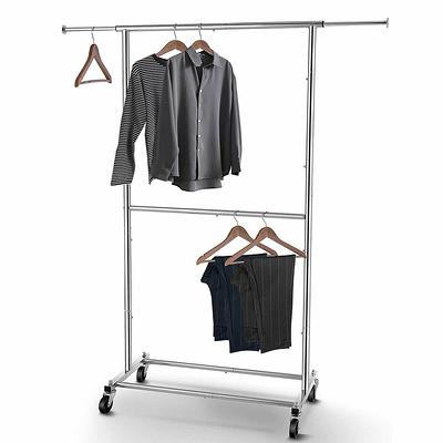 Black Metal Garment Clothes Rack with Shelves 74.8 in. W x 76.8 in. H