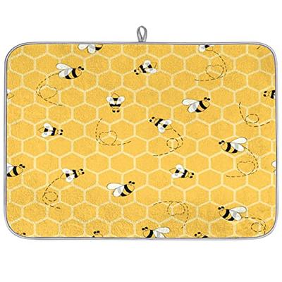 Yellow Honeycomb Pattern Dish Drying Mat Large Kitchen Counter Mat 18x24  Inch Drying Pad Bottles Dish