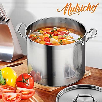 NutriChef 16-Quart Stainless Steel Stockpot - 18/8 Food Grade Heavy Duty  Large Stock Pot for Stew, Simmering, Soup, Includes Lid, Dishwasher Safe,  Works w/Induction, Ceramic & Halogen Cooktops - Yahoo Shopping