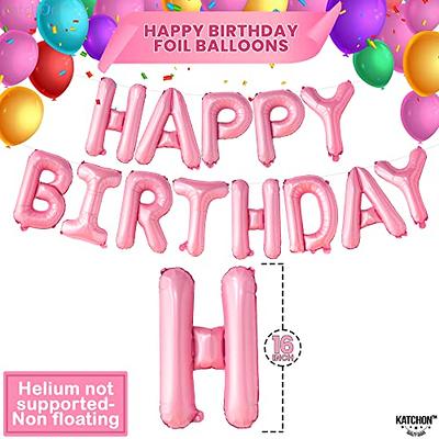 KatchOn, Pink Happy Birthday Banner - 16 Inch, Pink Happy Birthday Balloon  Banner for Hot Pink Birthday Decorations, Happy Birthday Sign Balloons for  Pink Party Decorations