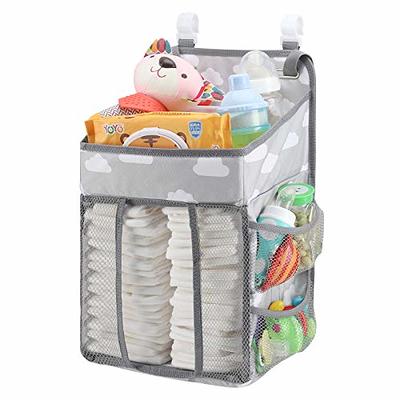 Baby Diaper Bags, Hanging Nursery Organizer Baby Shower Gifts for Infant  Newborn Store Diaper, Grey & White Oxford Large for boys girls 