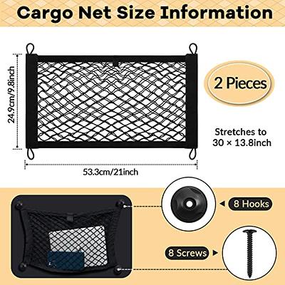 2 Pieces Stretchable Small Cargo Net Pocket Storage Mesh Net Elastic  Automotive Cargo Nets Storage Pouch with 8 Pieces Mounting Screws and Hooks  for Truck Car SUV Boats(21 x 9.8 Inches) - Yahoo Shopping