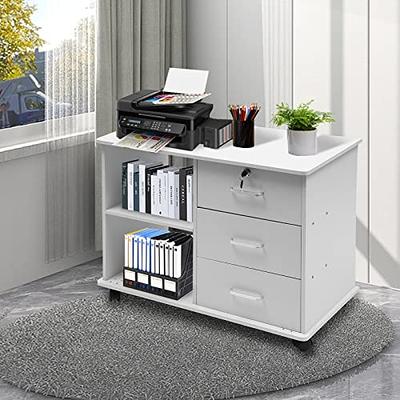 URTR White 3-Drawer Mobile File Cabinet, Under Desk Metal Rolling