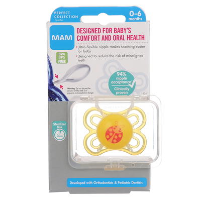 MAM Perfect Night Baby Pacifier Patented Nipple Glows in the Dark 2 Pack 0-6  Months Unisex Unisex 2 Count (Pack of 1)