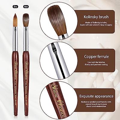 Yasterd Acrylic Nail Brush 100% Kolinsky Acrylic Brushes for Nails Size 10  Oval Crimped Shaped Nail Brushes for Acrylic Application Black Wood Handle