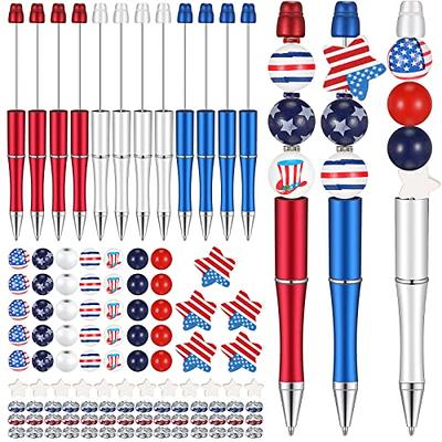  12 Set Plastic Beadable Pens Assorted Bead Pens Wood Beads  Crystal Spacer Beads Set Round Beads Black Ink Ballpoint Pen DIY Bead Pen  Set for Women Kids Gifts School Office