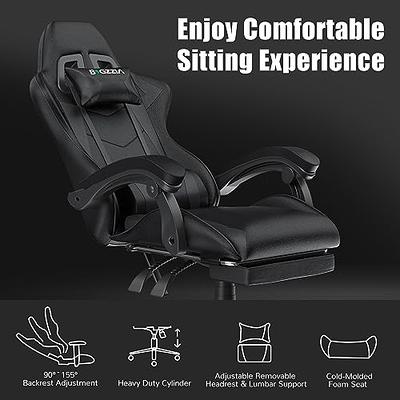 Executive Reclining Computer Desk Chair with Footrest, Headrest and Lu