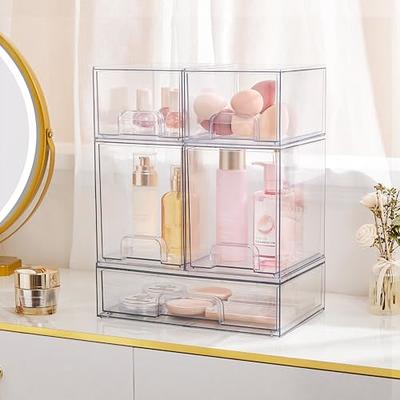 Vtopmart 7.6 H Clear Stackable Storage Drawers, 4 Pack Plastic Organizers  Bins for Skincare, Cosmetics, Beauty Supplies,Ideal for Vanity,  Bathroom,Kitchen Countertop,Cabinet Organization - Yahoo Shopping