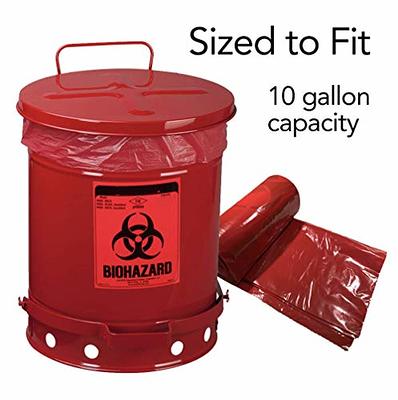 10 Gallon Biohazard Bag for Infectious Waste Trash Liners, Red