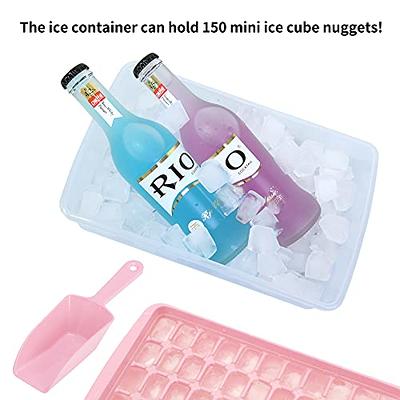 Ice Cube Tray with Lid and Storage Bin for Freezer, Easy-Release 55 Mini  Nugget Ice Tray with Spill-Resistant Cover, Container, Scoop, Flexible  Durable Plastic Ice Mold & Bucket, BPA Free - Blue 