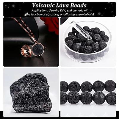 PH PandaHall 400pcs 10mm Natural Lava Beads Dyed Black Bead Round Lava  Stone Beads Chakra Bead Loose Beads Lava Beads Energy Beads Black Gemstone  Beads Lava Beads for Jewelry Making Bulk 