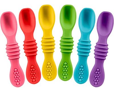 Best First Stage Baby Girls Spoons BPA Free, 4-Pack, Soft Silicone