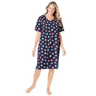 Plus Size Women's Long Henley Sleepshirt by Dreams & Co. in Soft Iris  Hearts (Size 18/20) Nightgown - Yahoo Shopping