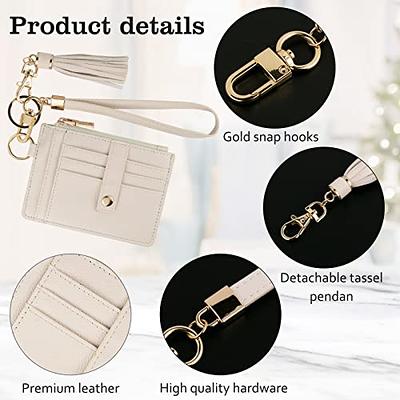 Women's leather wallet keychain, wristlet wallet