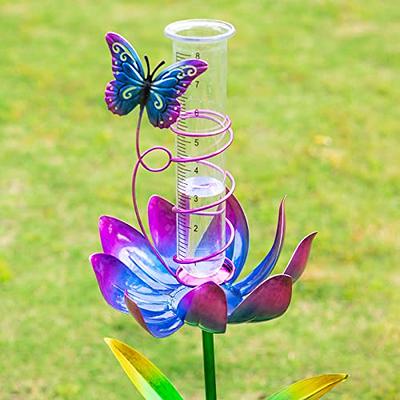 Venniy Rain Gauge Outdoor,7 Glass Rain Gauge with Metal Stake, Decorative  Bird Rain Gauge for Yard Garden Lawn Decor