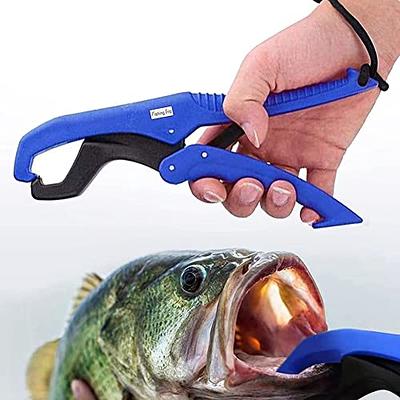 Stainless Steel Fish Grabber with Lanyard Fish Lip Gripper Portable Fish  Holder Tool for Freshwater Saltwater Fishing Fish Catcher with Coiled  Lanyard