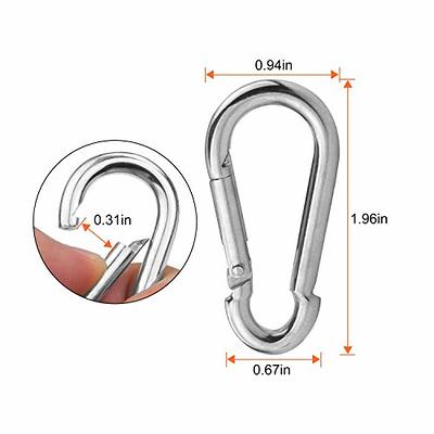 Snap Hook Small Carabiner Clip, Caribeener Clips, Heavy Duty Nickel Plated  Keychain Clips for Keys Swing Set Camping Fishing Hiking Traveling (1.96  inch, 4)