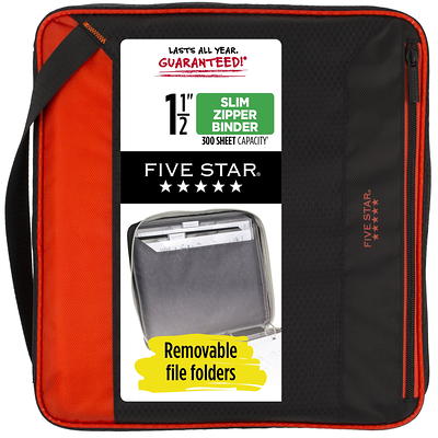 Five Star 1 1/2 Zipper Binder, 500 Sheet Capacity, Berry (72532) 