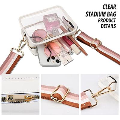 Oufegm Clear Crossbody Purse Bag for Women Stadium Approved Clear Handbag  with Guitar Strap for Concert Sports Events(Gold) - Yahoo Shopping