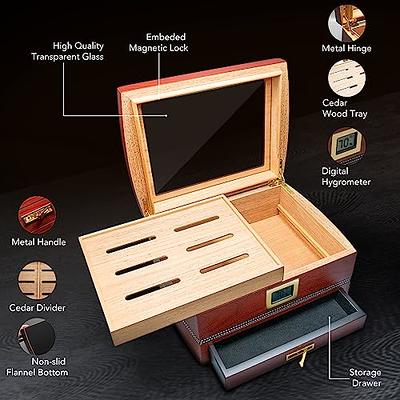 Spanish Cedar Cigar Humidor Case, Ann Bully Cigar Humidor Box with Drawer  for Accessories, Wooden Cigar Humidor with Digital Hygrometer, Cutters  Punch Set- Can Holds 25-50 Cigars - Yahoo Shopping