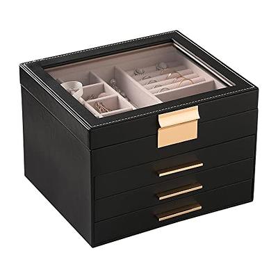 KENIY Jewelry Box for Women,4 Layers Large Jewelry Storage Box with  Mirror,Multi-functional PU Leather Jewelry Organizer Box with  Handle,Earring Necklace Bracelet Travel Jewelry Case for Women - Yahoo  Shopping