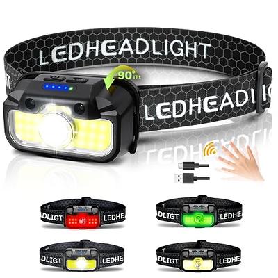 LHKNL Headlamp Flashlight, 1200 Lumen Ultra-Light Bright LED Rechargeable Headlight with White Red Light,2Pack Waterproof Motion Sensor Head Lamp,8