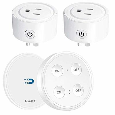 LoraTap Mini Remote Control Outlet Plug Adapter with Remote, 656ft Range  Wireless Light Switch for Household Appliances, No Hub Required, 10A/1100W,  White, 2 Years Warranty 